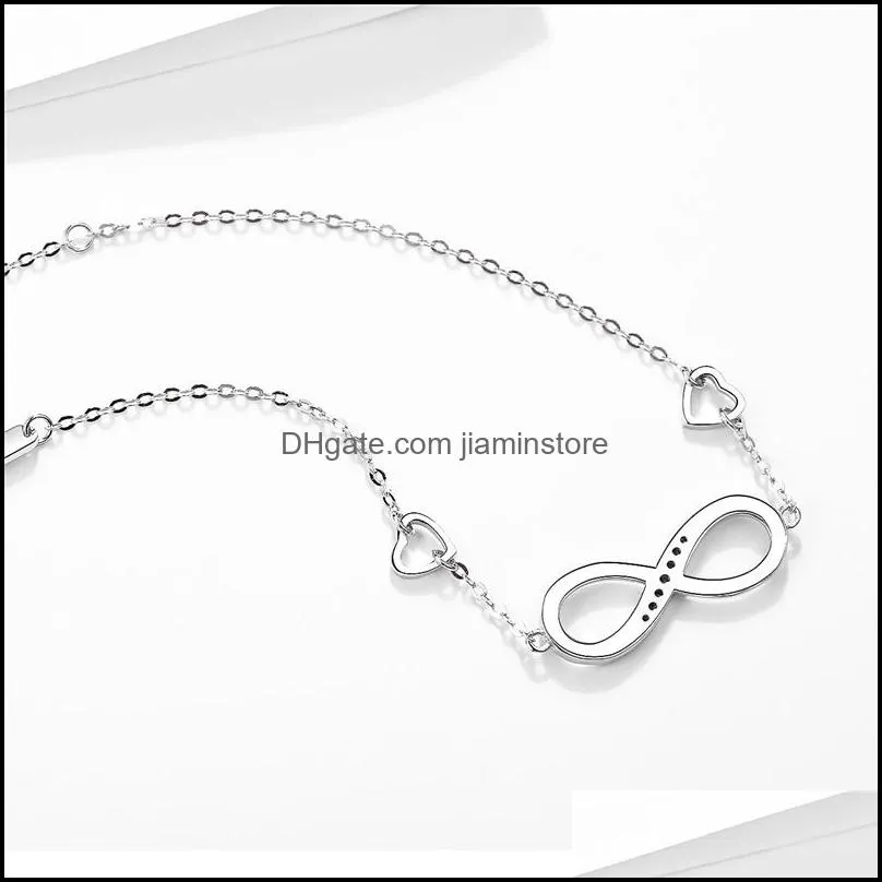 925 sterling silver infinite bracelet silver infinite eight charm bracelets for women chain trendy silver 925 bracelet