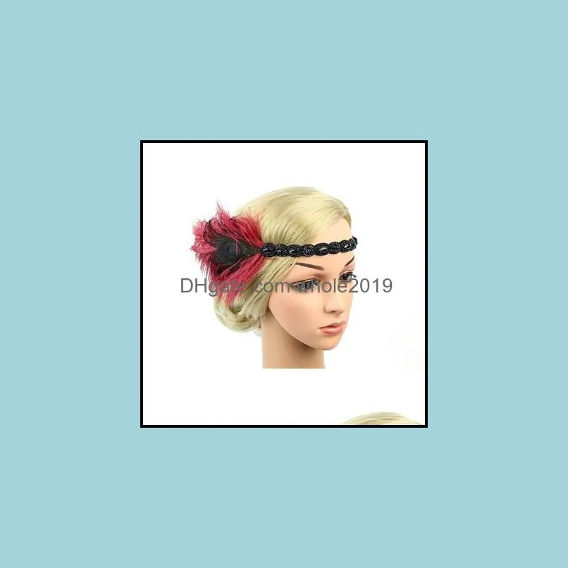1920s headpiece feather flapper headband headpiece gatsby headdress vintage party costume hair headdress c3