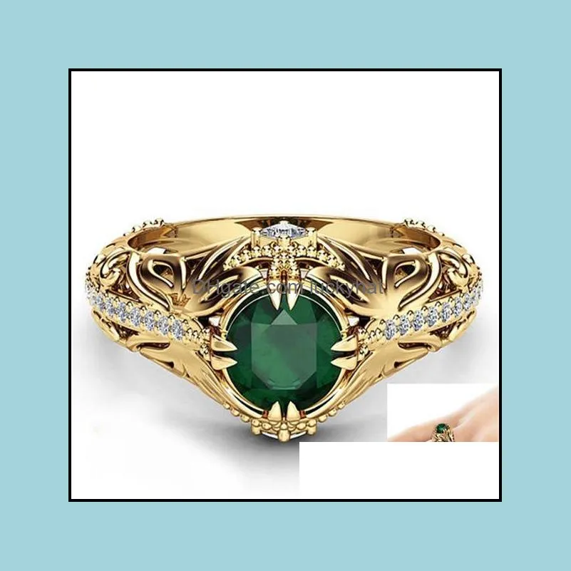 bohemian width ring inlaid oval green stone finger s for women personality jewelry luckyhat