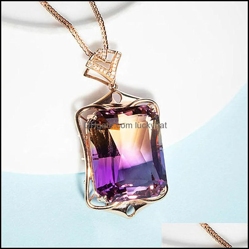 crystal necklace vintage ethnic chokers necklaces for women girls gift party jewelry wholesale amethyst pendants necklaces luckyhat