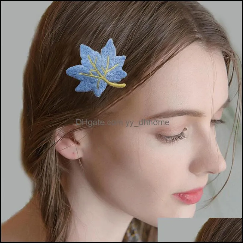 maple leaf embroidery hair clips sewing clothes ironings clothing accessories diy hairpin band cloth stickers