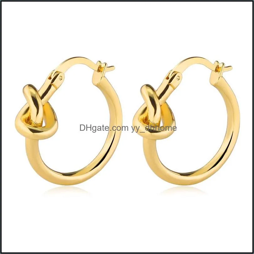 fashion 25mm knotted ear buckle silver gold concentric knot small ear hoop earrings for women