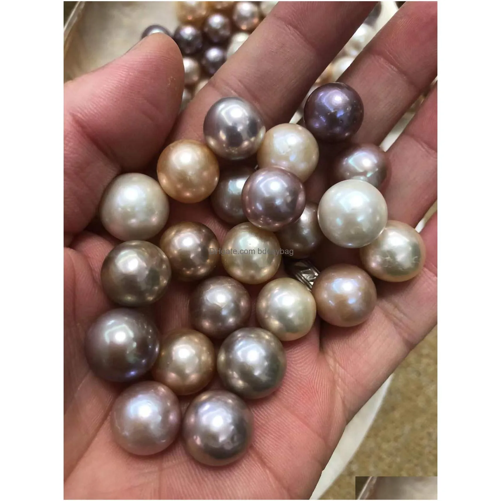 loose big edison pearl 1315mm size freshwater natural purple color round pearls for women jewelry