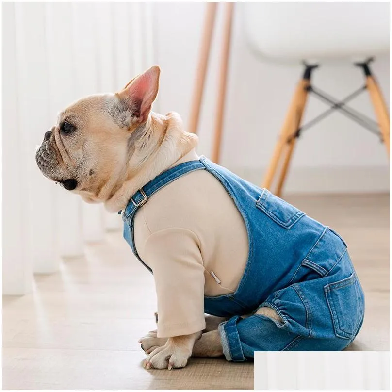 french bulldog clothing denim pet dog clothes jumpsuits autumn winter dogs pets clothing for dog coat jacket ropa para perro t200710