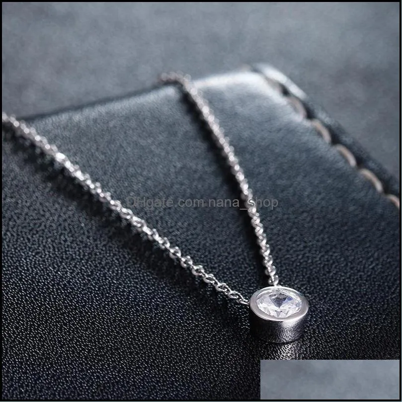  est korean sweet simple zircon charms pendant necklaces for women accessories high quality plating alloy necklace fit girlfriend