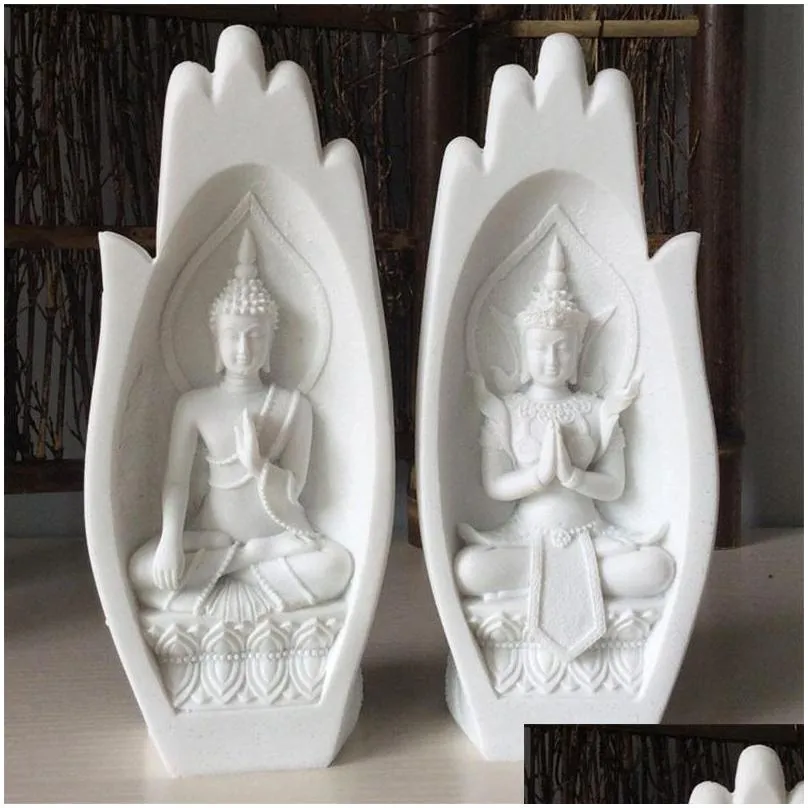 2pcs hands sculptures buddha statue monk figurine tathagata india yoga home decoration accessories ornaments drop t200703