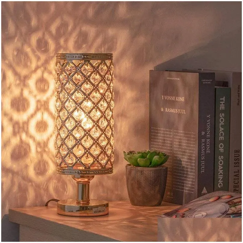 2020 style crystal table lamp golden crystal desk lamps simple living room bedroom bedside night light