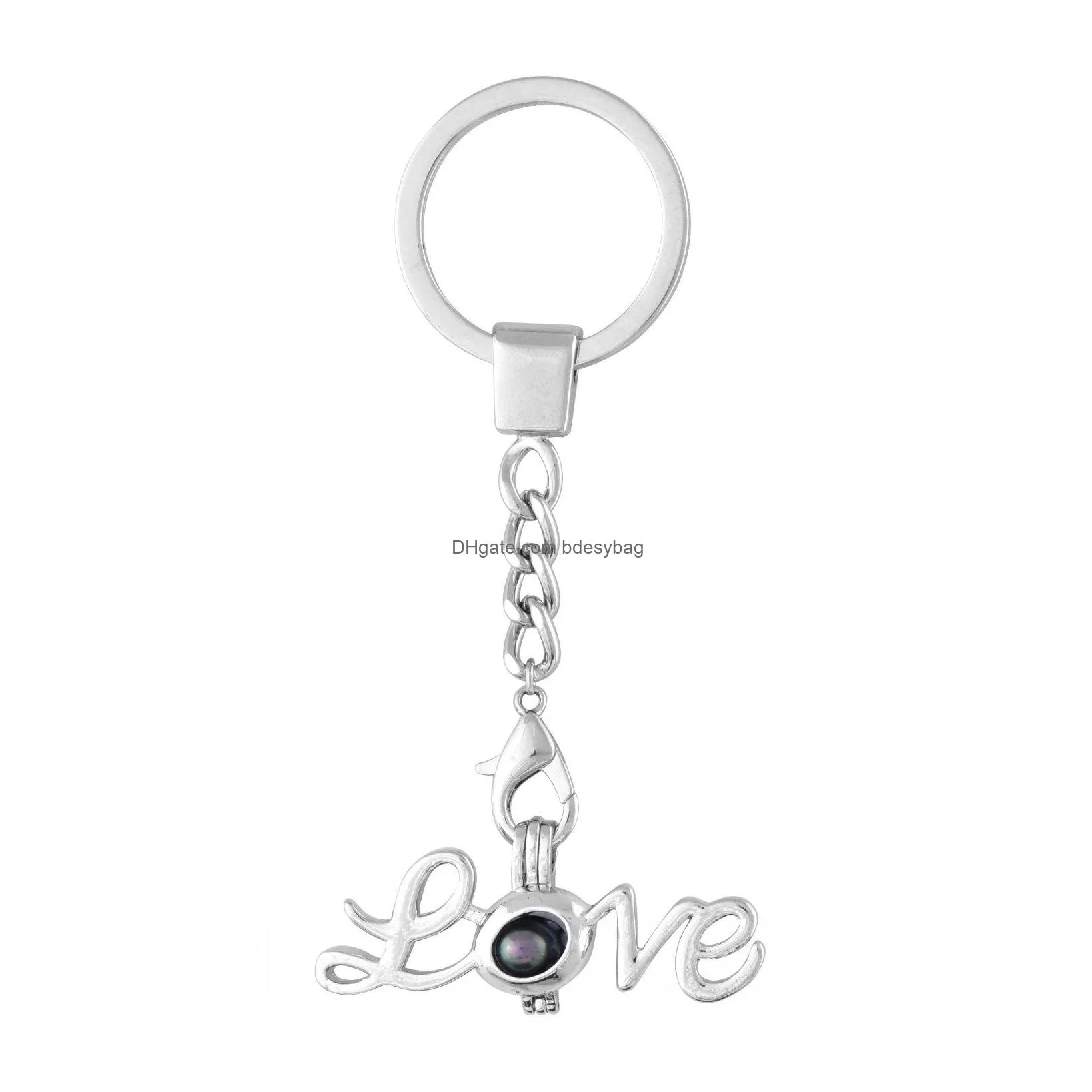 valentines day fashion gift cage key chain silver locket love wish pearl lovely dacing  cage