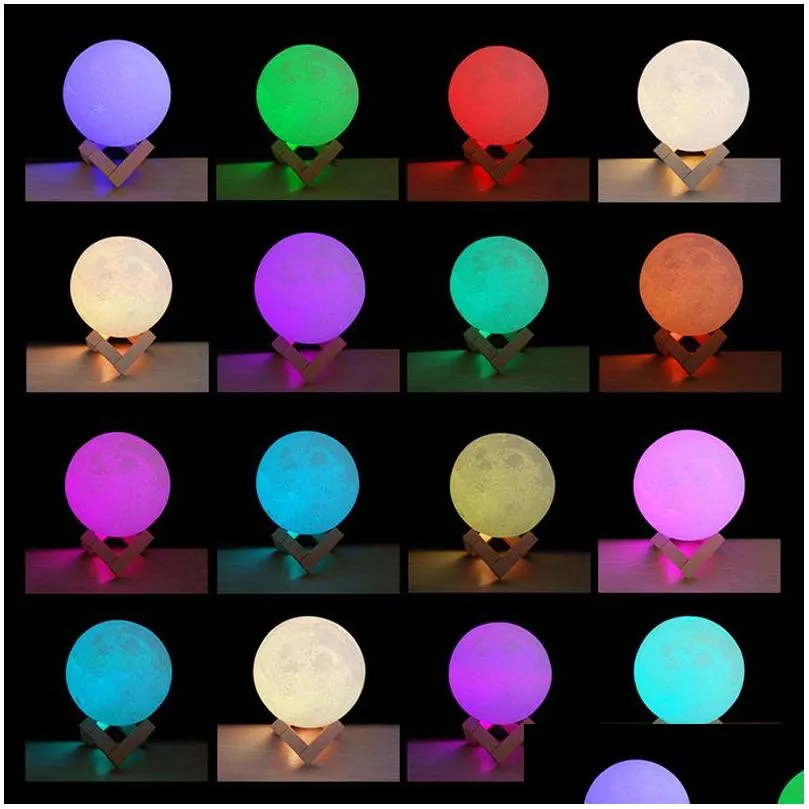 3d led night 16colors magical moon led light moonlight desk lamp usb rechargeable 3d light colors stepless for christmas lights or