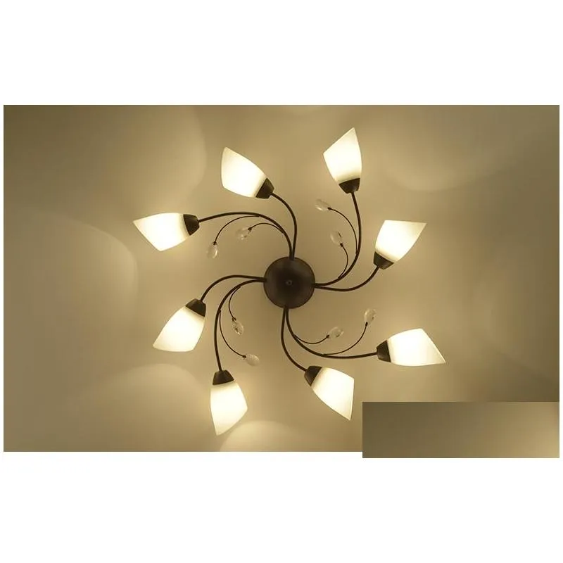 modern led chandelier rotate flower lighting fixture coffee cafe lamp stainless steel calla lily luminaire white luster