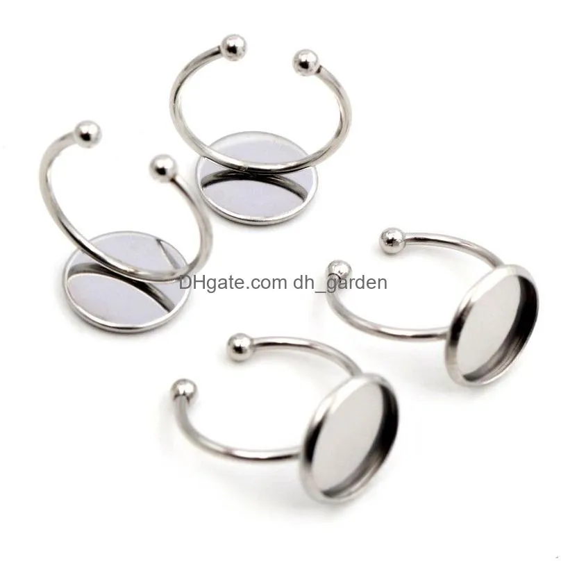 6 8 10 12mm no fade stainless steel ring settings blank base fit 620mm glass cabochons buttons for jewelry making