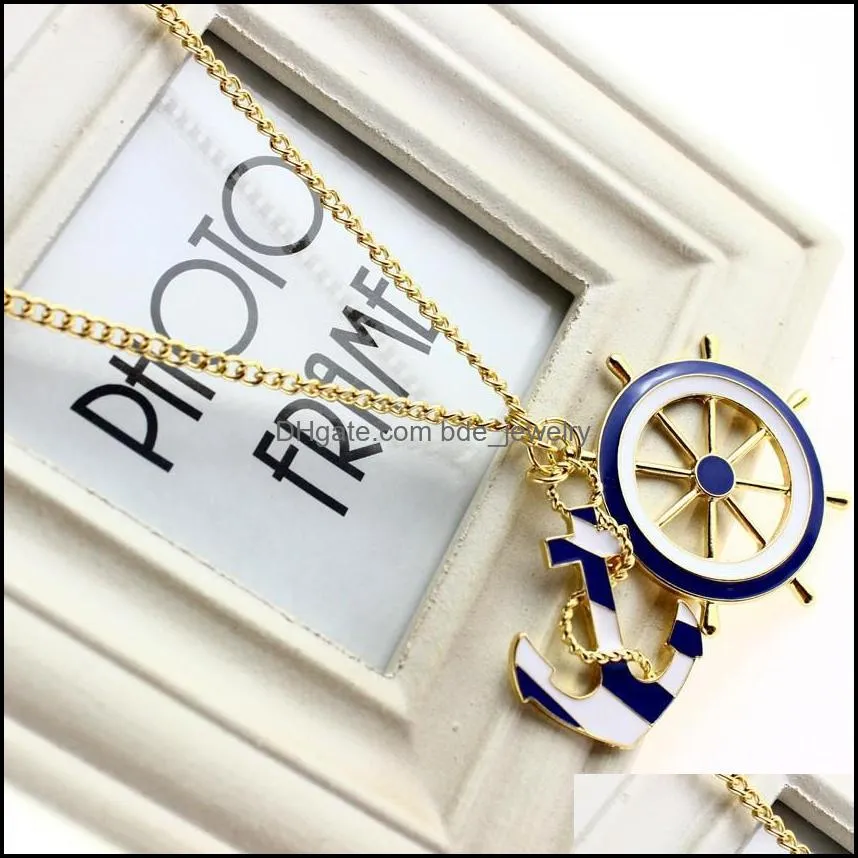 necklaces pendants for women jewelry texture blue navy style anchor exaggerated personality pendant statement necklace