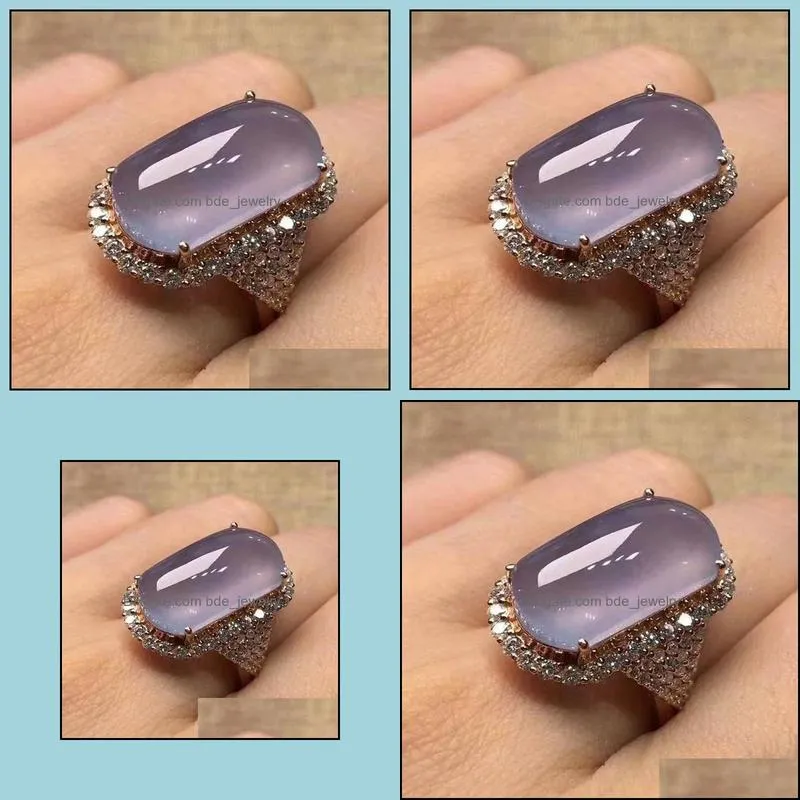 luxury purple mellow moonstone ring for women fashion crystal rose gold color rings wedding engagement jewelry anillos mujer