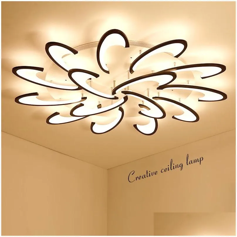 modern led ceiling chandelier lights for living room bedroom dining study room white/black ac85265v chandeliers fixtures