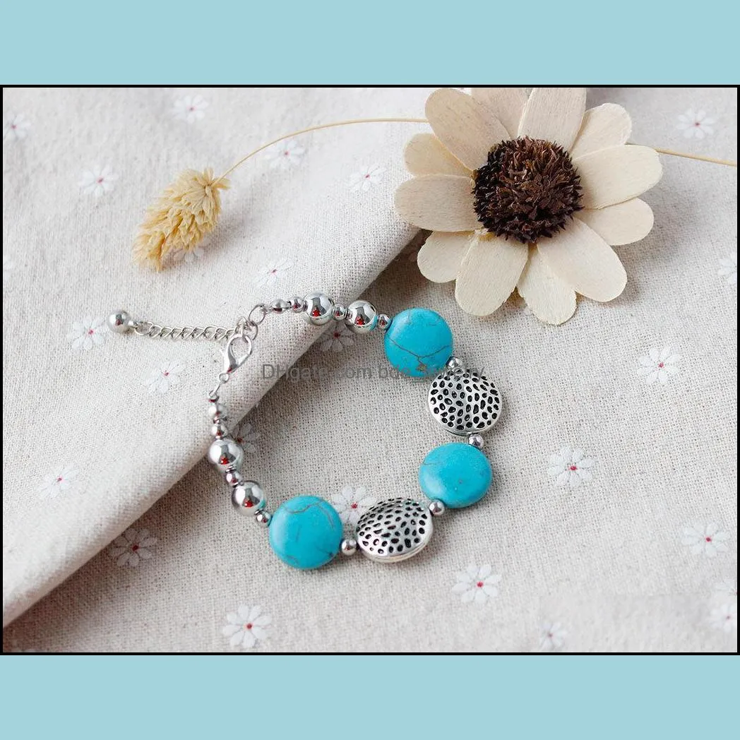 charm bracelets cuff bead bracelet bohemia charming nice round turquoise bracelet