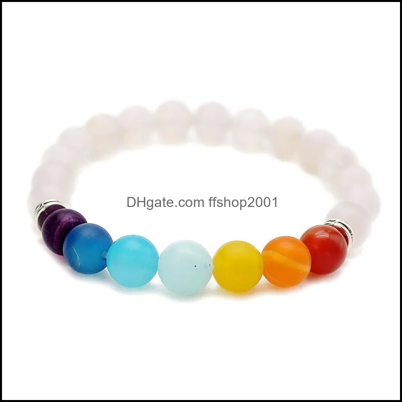  fashion seven colors dull stone beads bracelets for women 8mm white natural stone charms stretch bracele health yoga jewelry gifts