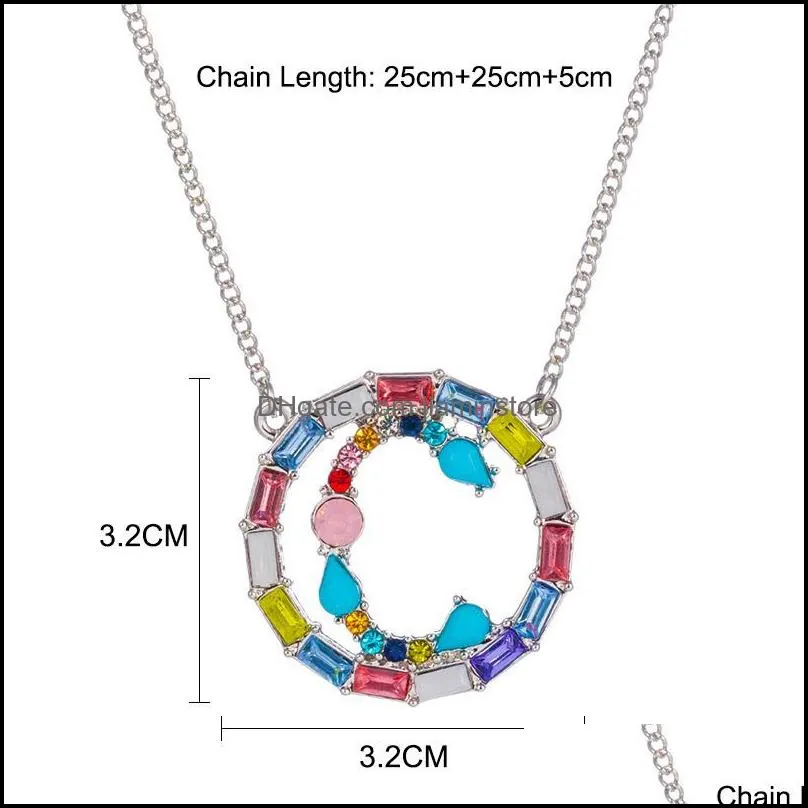 fashion colorful 26 letter initial necklace rainbow crystal stone pendant necklaces for women personalized mothers day jewelry gifts