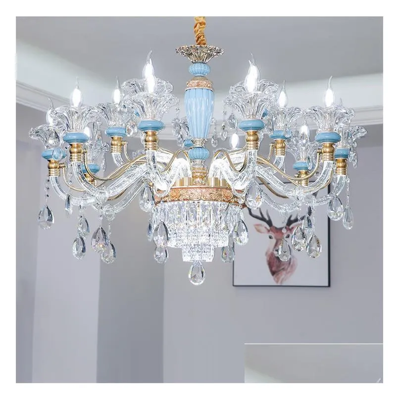 european style crystal chandelier living room pendant lamps hall lamp luxury dining room bedroom home pendant lights