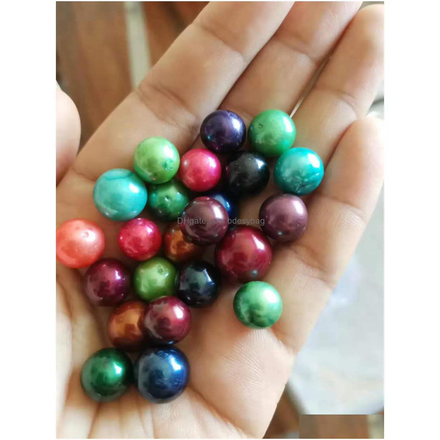  shipping freshwater edison pearl 912mm dyed color big round pearl love wish for women jewelry charms