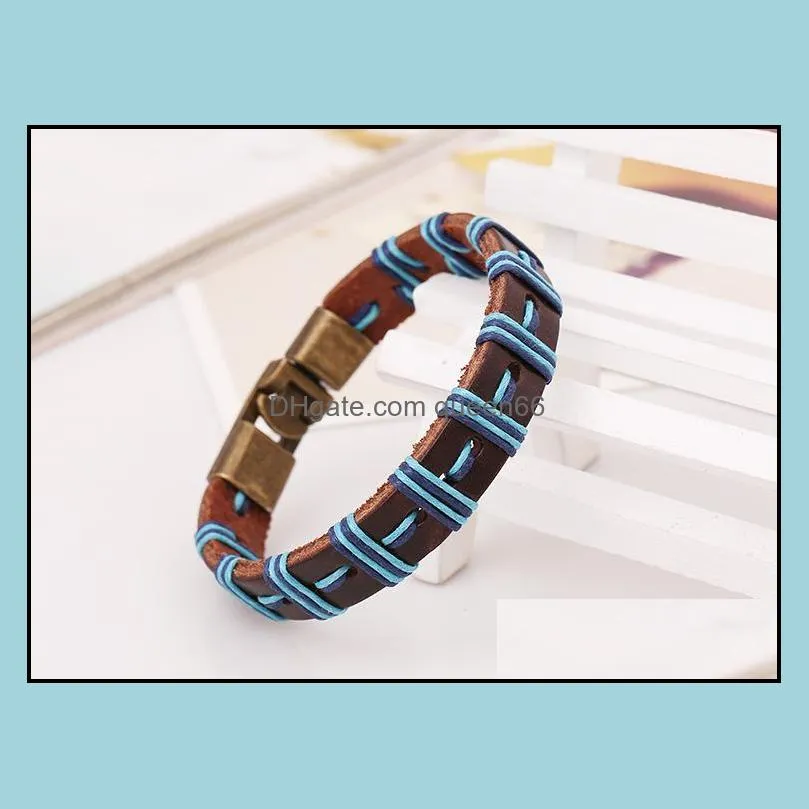 charms bracelets bangles rope man jewelry friend leather bracelet