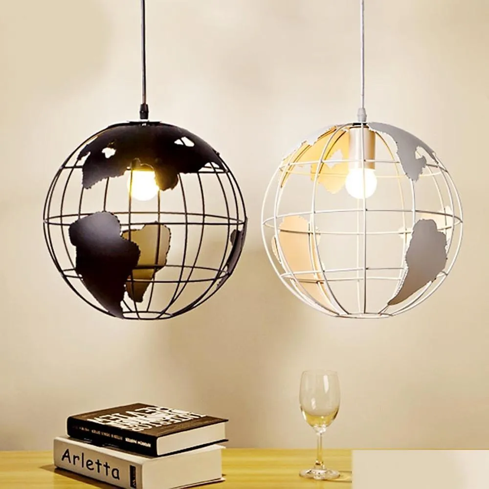 modern chandeliers globe pendant lights black/white color pendant lamps for bar/restaurant hollow ball ceiling fixtures