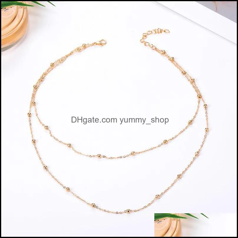 bohemian multi layer gold necklace chain beads choker necklaces for women collar jewelry