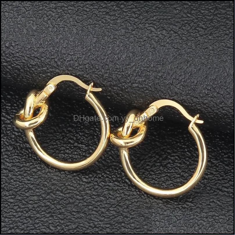 fashion 25mm knotted ear buckle silver gold concentric knot small ear hoop earrings for women