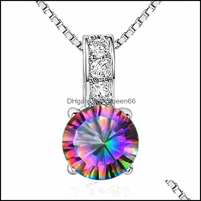 fourclaw colorful stone pendant necklace temperament and fashion colorful jewels and diamonds round necklaces