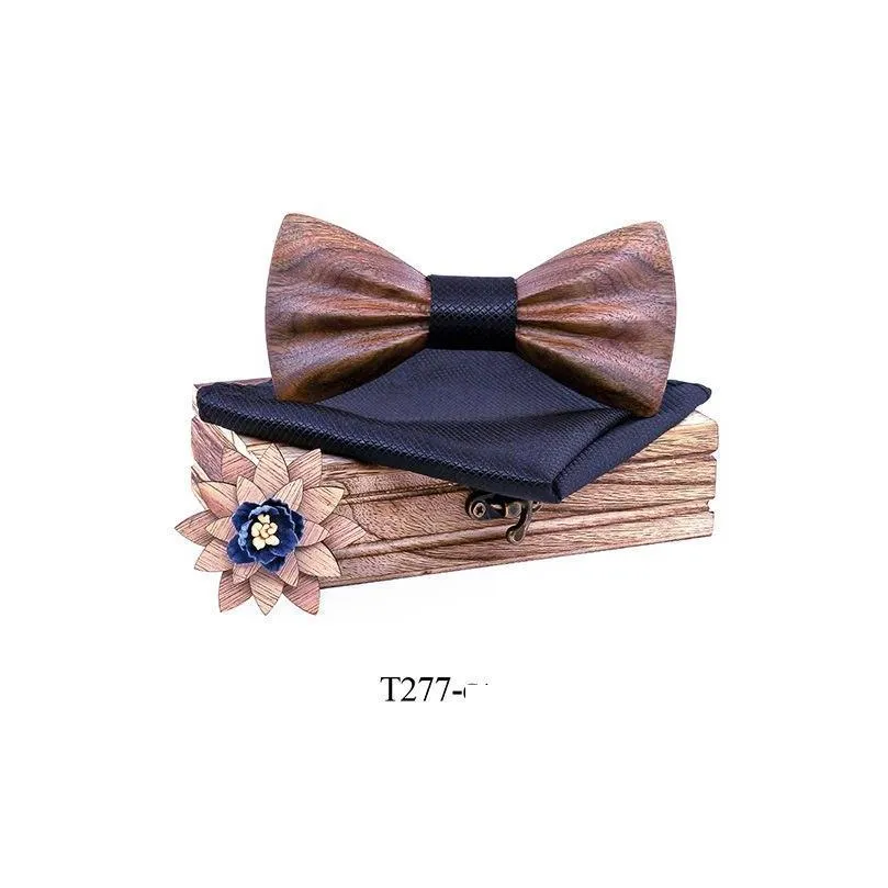 bow ties bridegroom wooden tie set for mens suit handkerchief bowtie brooches wedding cravate homme noeud papillon corbatas giftbow