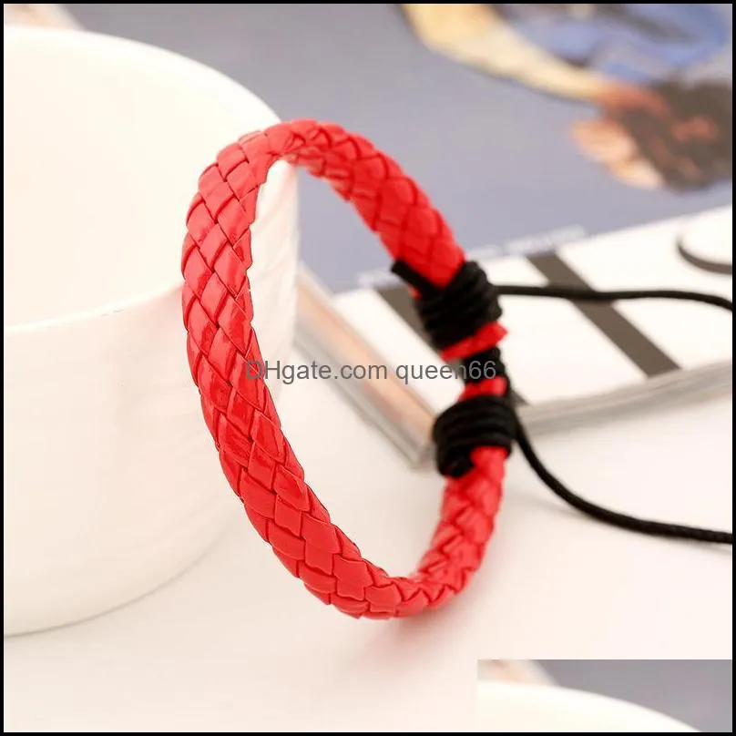 charms bracelets handmade vintage weave pu leather bracelets accessories leather bracelet