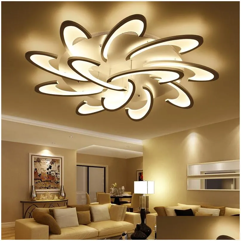 modern led ceiling chandelier lights for living room bedroom dining study room white/black ac85265v chandeliers fixtures