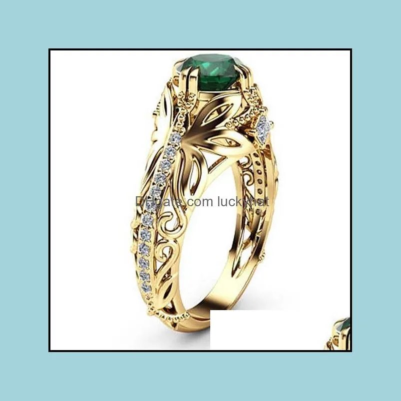 bohemian width ring inlaid oval green stone finger s for women personality jewelry luckyhat