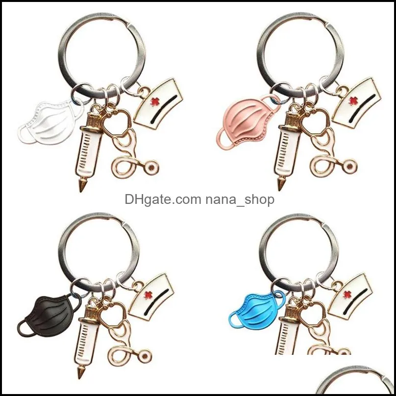 doctor keychain medical tool key ring injection syringe stethoscope nurse cap key chain medico gift diy jewelry handmade