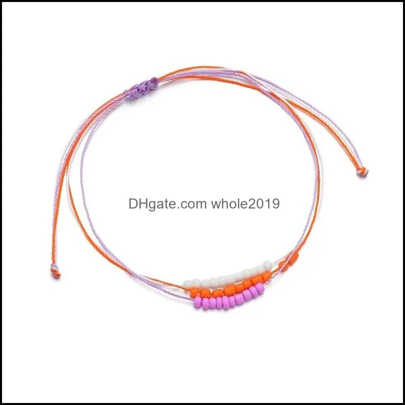 summer beach beaded braided rope anklet bracelet for woman man waterproof cord bohemian pendant jewelry gift 3633 q2