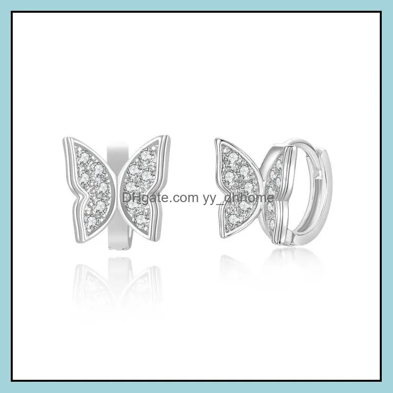 butterfly hoop earrings silver gold plated ear for women elegant sweet korea design