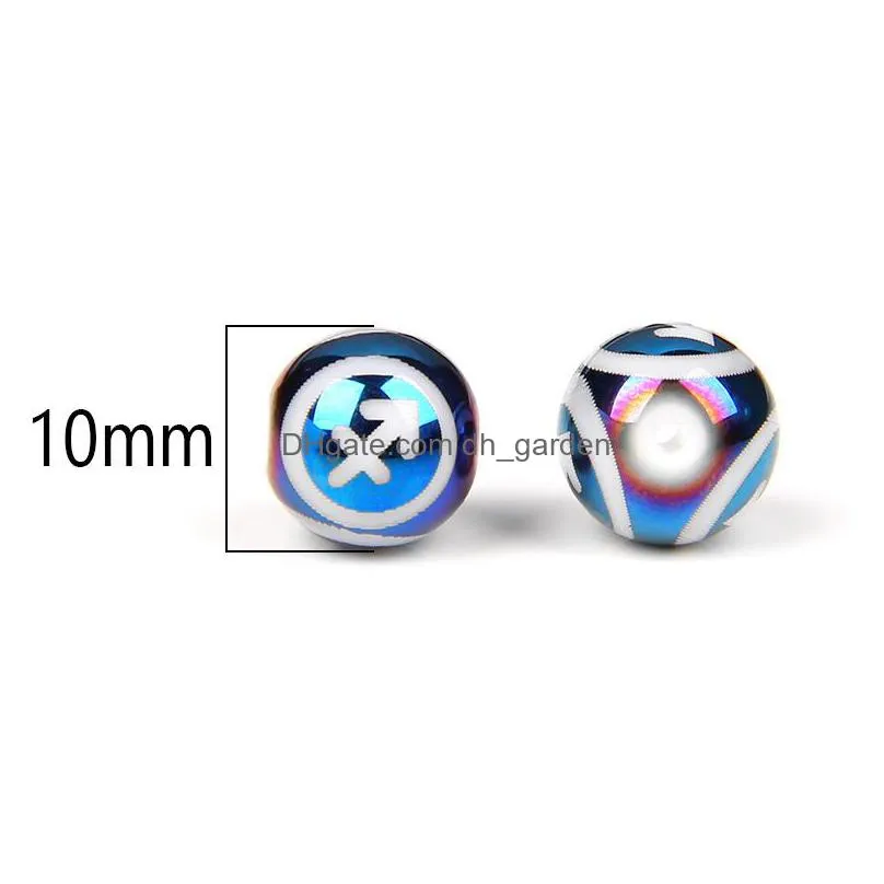 blue glass constellation plastic bead loose spacer 10mm round beads the zodiac charm beads for jewelry making handmade diy accessories