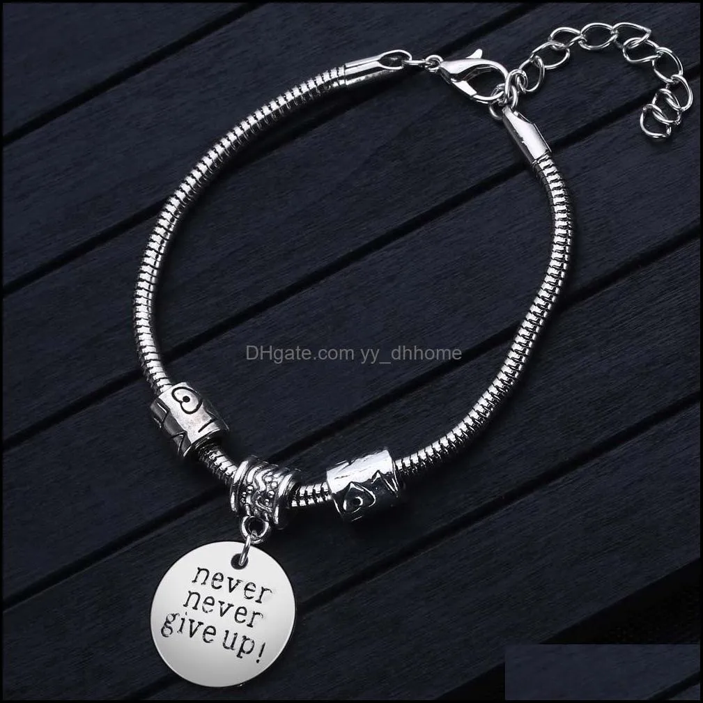 never never give up bracelets letter persistence bracelet men inspired excitation handmade bracelets for women gifts wholesale