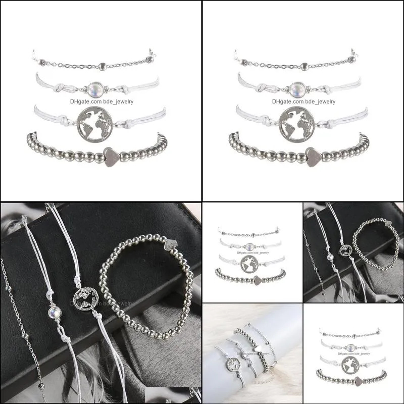 bohemian bracelet set accessories pink set weave rope bracelets bangle beads bracelets