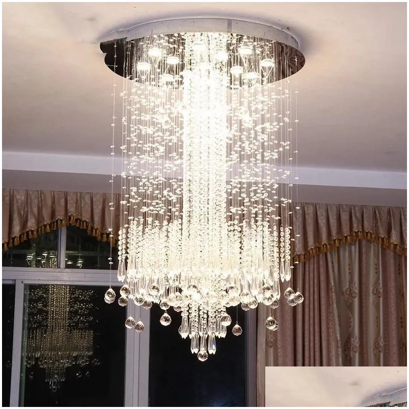 modern minimalist led vanity long stair crystal chandelier lighting fixture for living room large luxury el hall foyer lamp