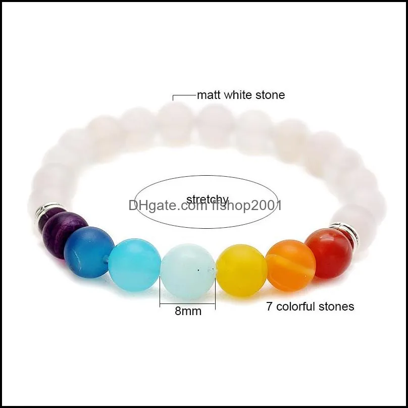  fashion seven colors dull stone beads bracelets for women 8mm white natural stone charms stretch bracele health yoga jewelry gifts
