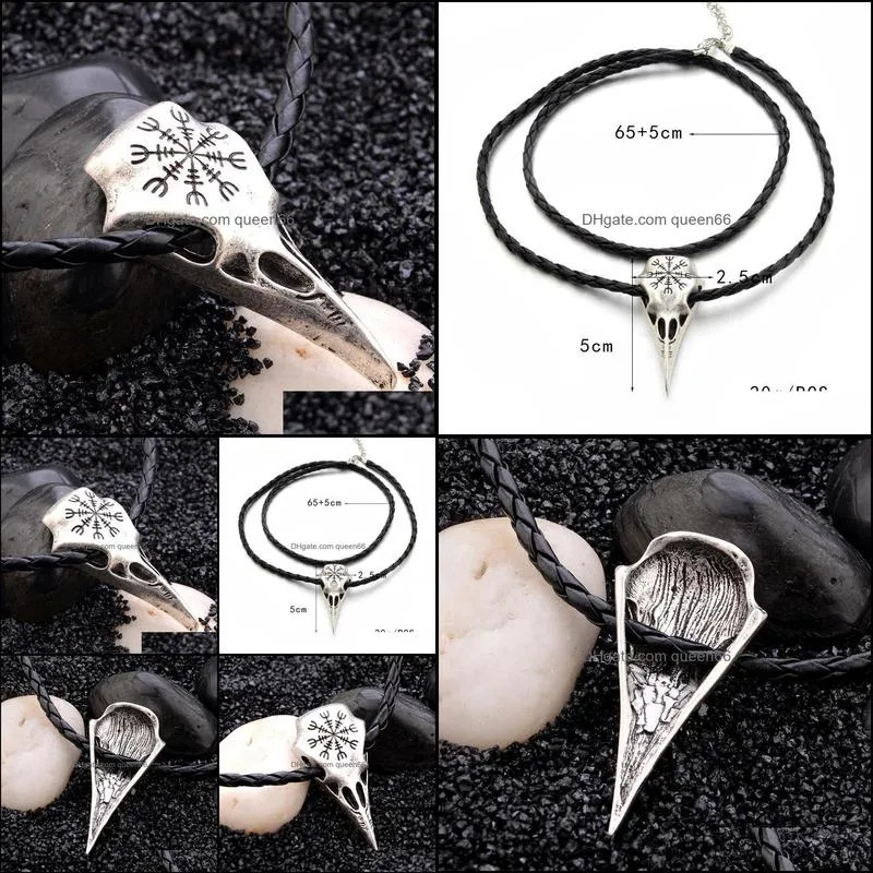 pretty necklace for women europe totem compass rune plunder skull punk leather necklace fashion men necklace