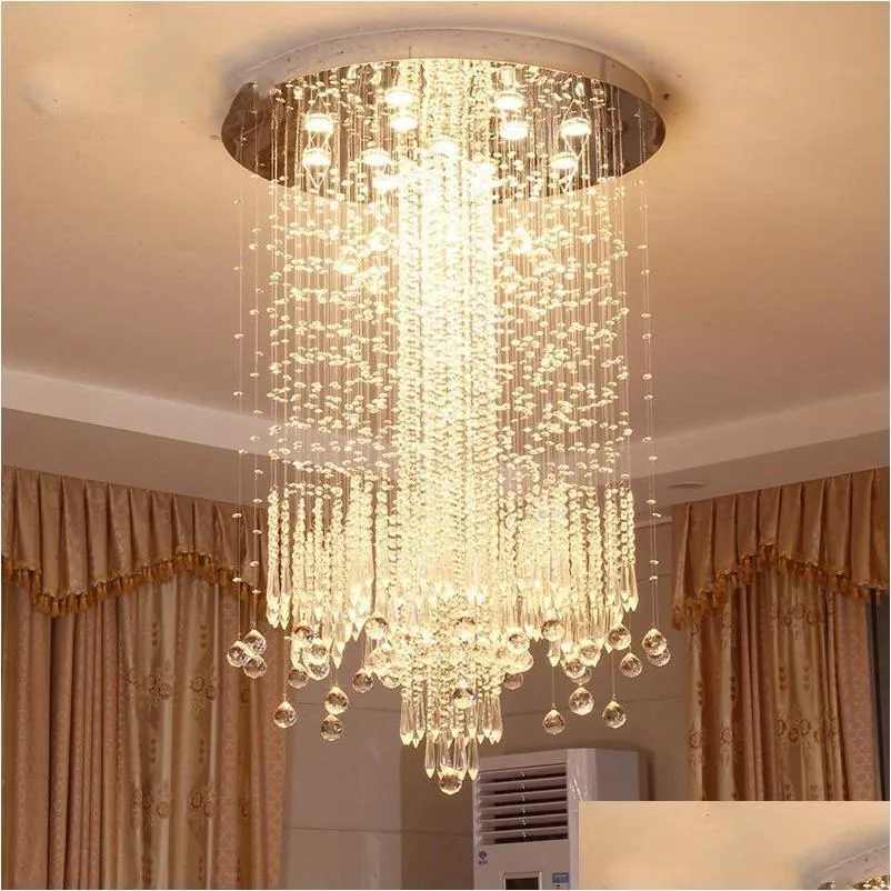 modern minimalist led vanity long stair crystal chandelier lighting fixture for living room large luxury el hall foyer lamp