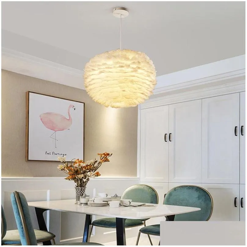 feather pendant lights hanglamp pendant lamp nordic design lustre vintage loft decor dining room kitchen home light fixtures led