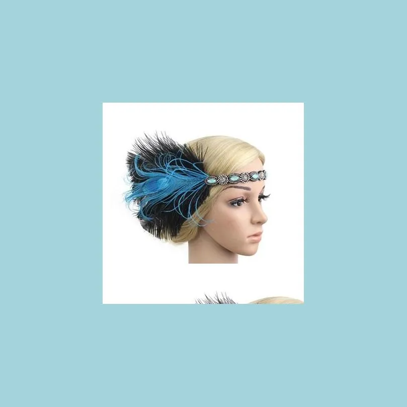 1920s headpiece feather flapper headband headpiece gatsby headdress vintage party costume hair headdress c3