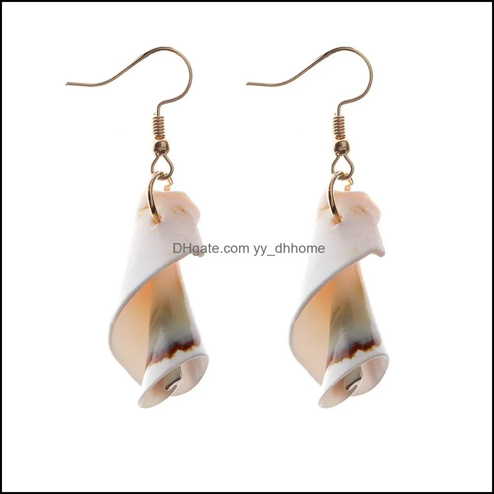 bohemian elegant gold beach shell earring love heart dangle earrings for women summer jewelry