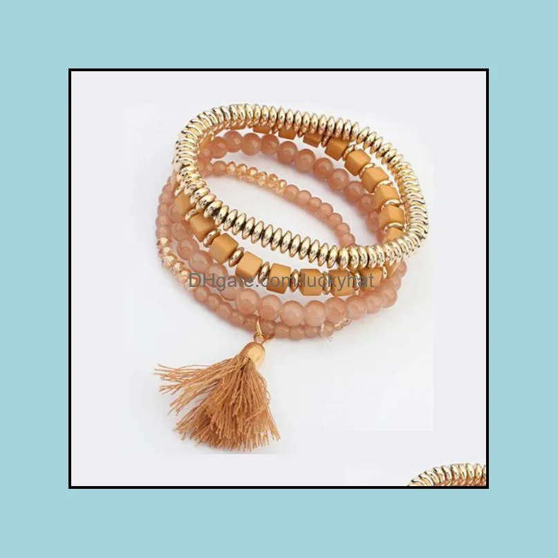 bead bracelets personalized bohemian tassel elastic charm bracelet jewelry elastic bracelets bangles luckyhat
