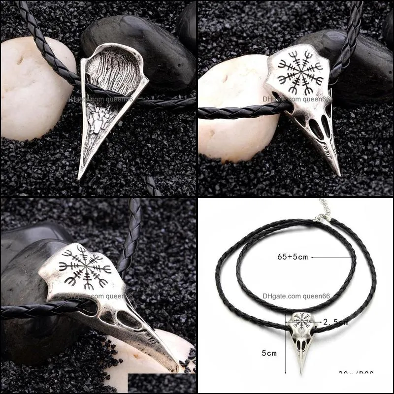 pretty necklace for women europe totem compass rune plunder skull punk leather necklace fashion men necklace