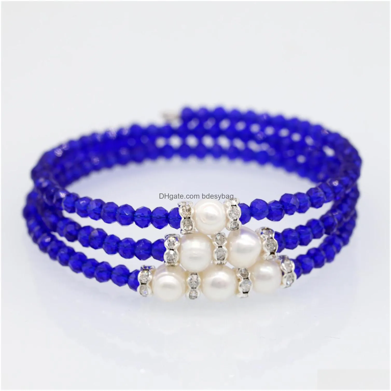 2019 new crystal bracelet with pearl 10 colors handmade pearl jewelry wrap bracelet charms womens gift love wish pearl jewelry