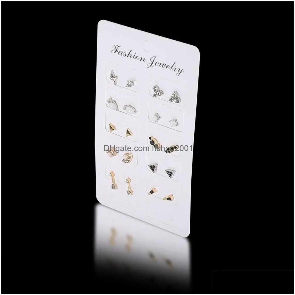 bohemian fashion jewelry vintage earrings set geometry arrow clover bee cute stud earrings 10 pairs/set