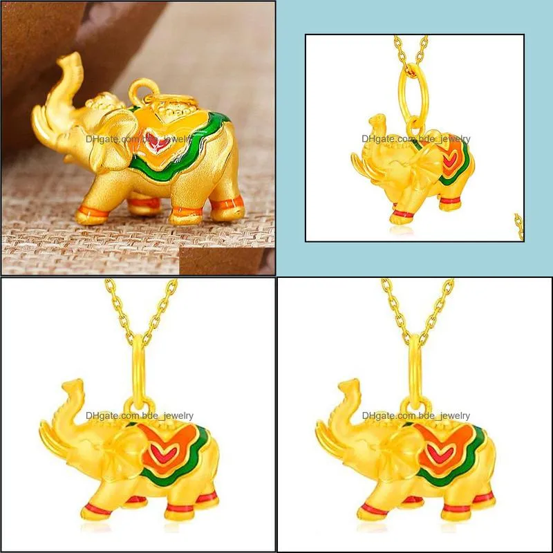 sand gold elephant necklace gold long chain copper pendant necklace for women party birthday jewelry gift